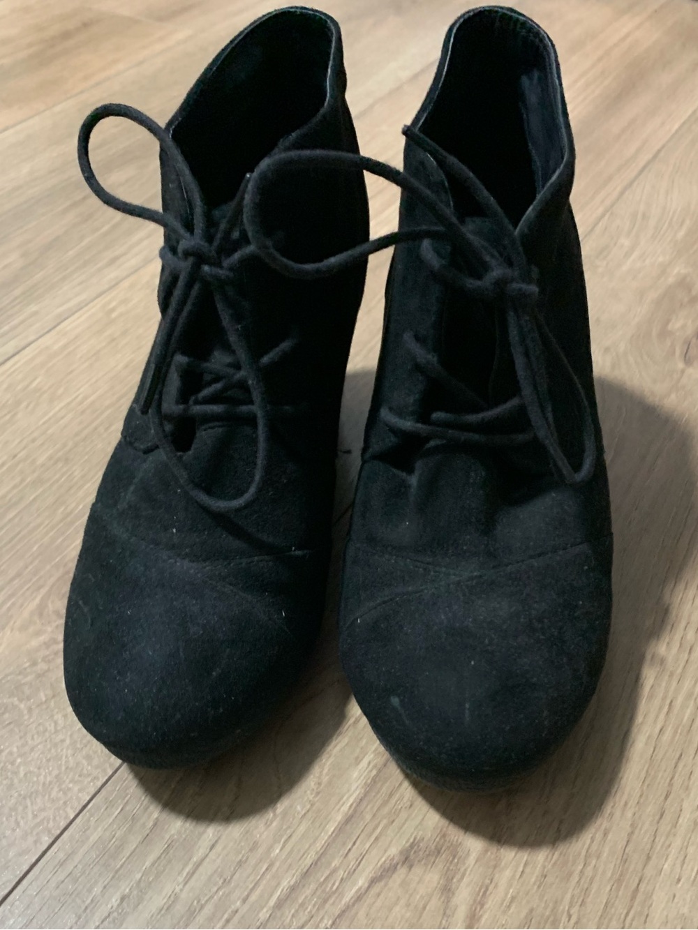 Dream Pairs Black Suede Lace-Up Ankle Booties